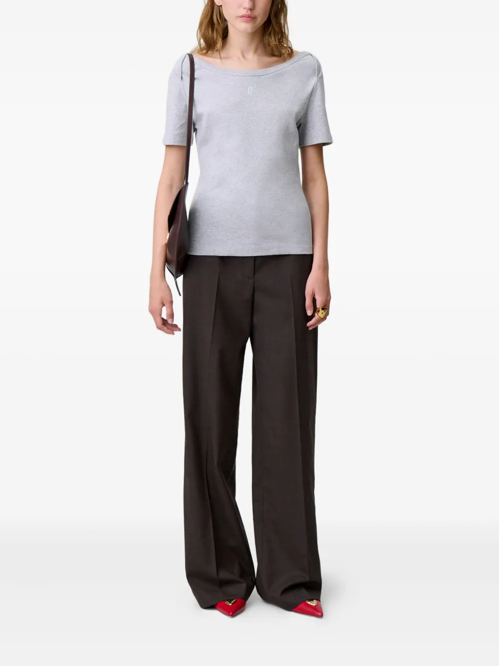 Claudie Pierlot T-shirt met boothals Grijs