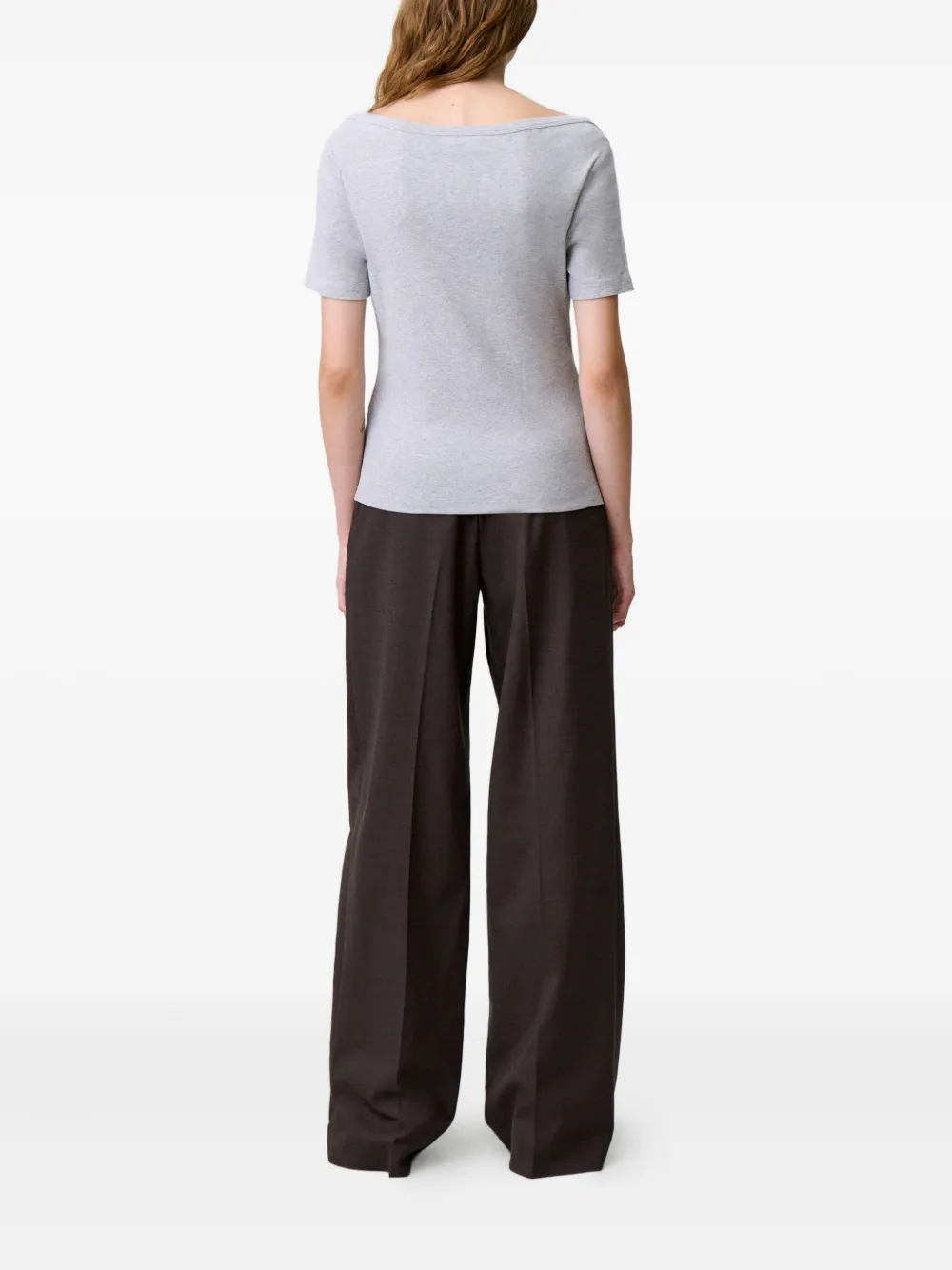 Claudie Pierlot T-shirt met boothals Grijs