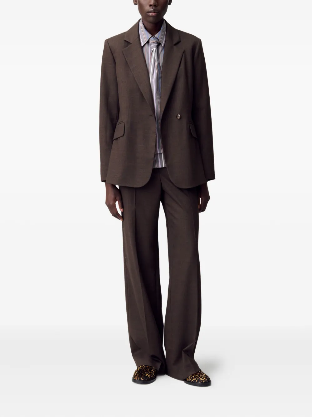 Claudie Pierlot Wollen blazer met enkele rij knopen Bruin