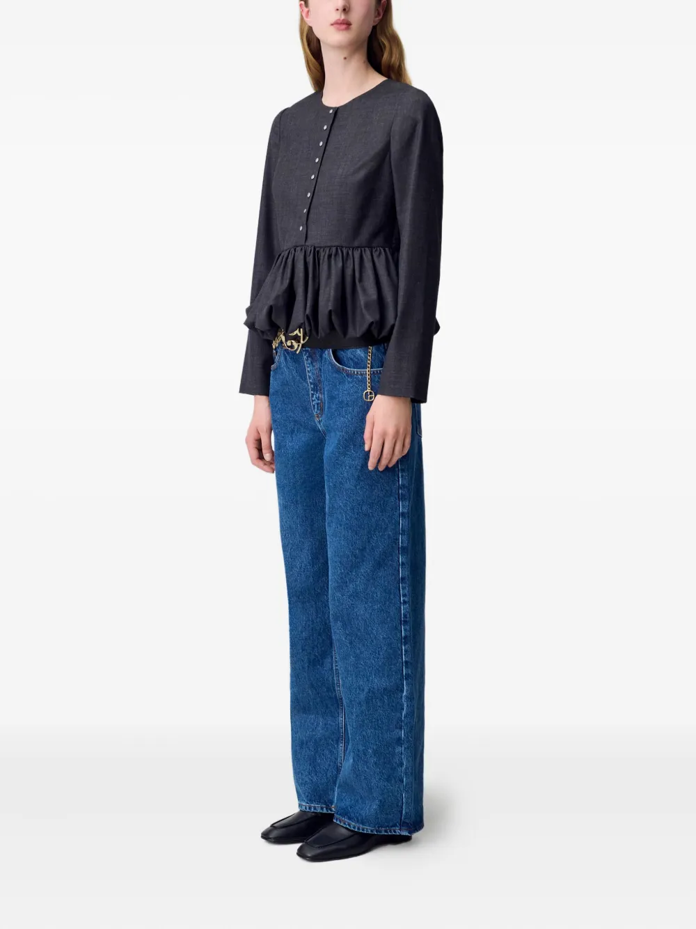 Claudie Pierlot Top met knopen en afwerking Grijs