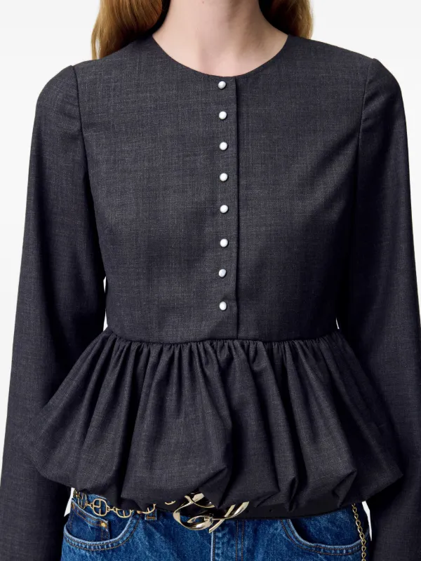 Claudie Pierlot bubble-hem Buttoned Top | Grey | FARFETCH AZ
