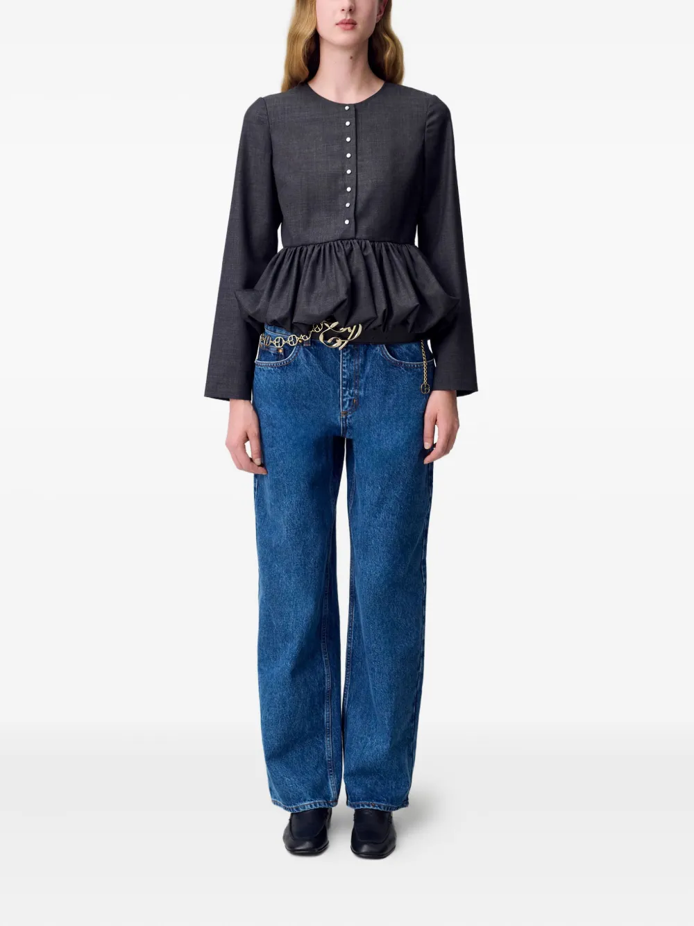 Claudie Pierlot Top met knopen en afwerking - Grijs