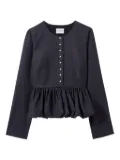 Claudie Pierlot bubble-hem buttoned top - Grey