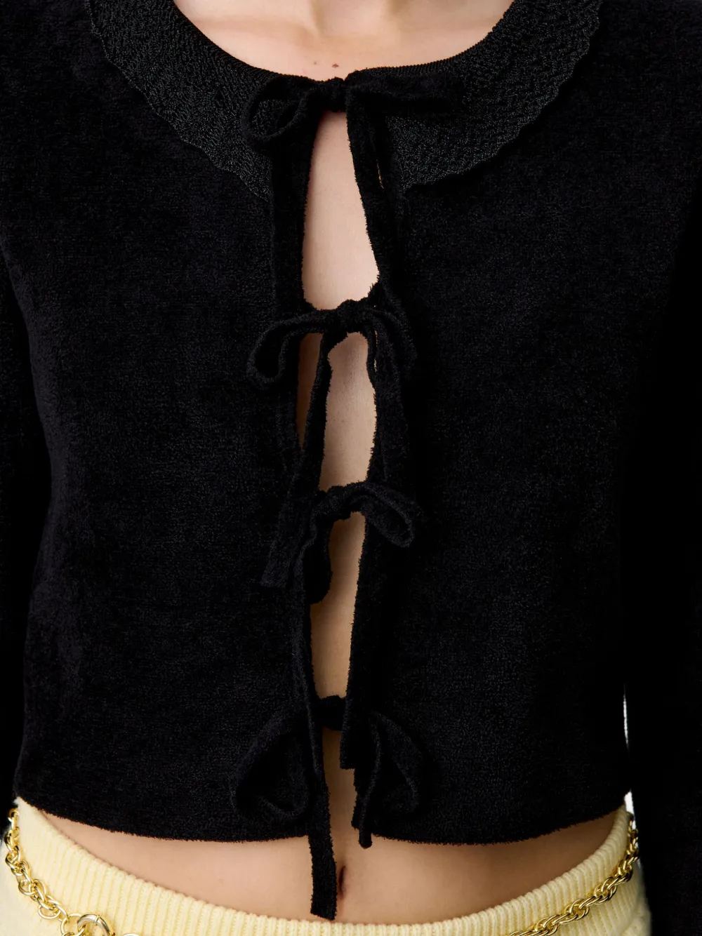 Claudie Pierlot Verfraaid vest met gestrikte voorkant Zwart