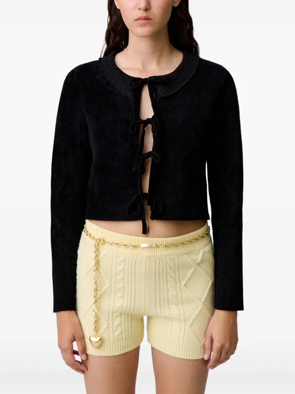 Claudie Pierlot Verfraaid vest met gestrikte voorkant Zwart