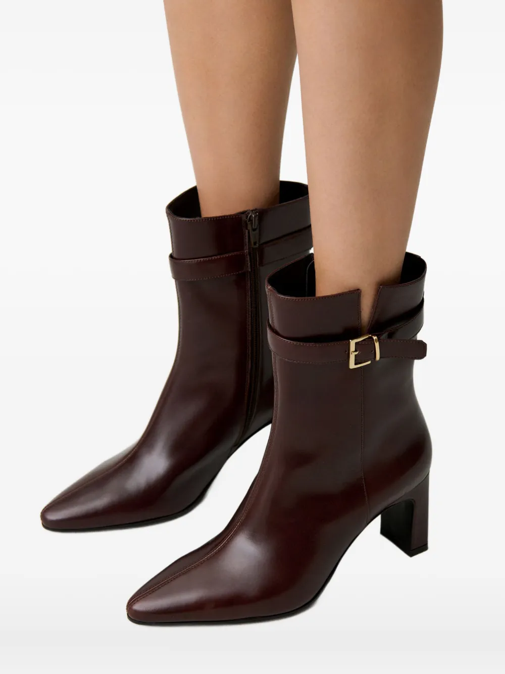 Claudie Pierlot buckle-strap pointed-toe ankle boots Brown