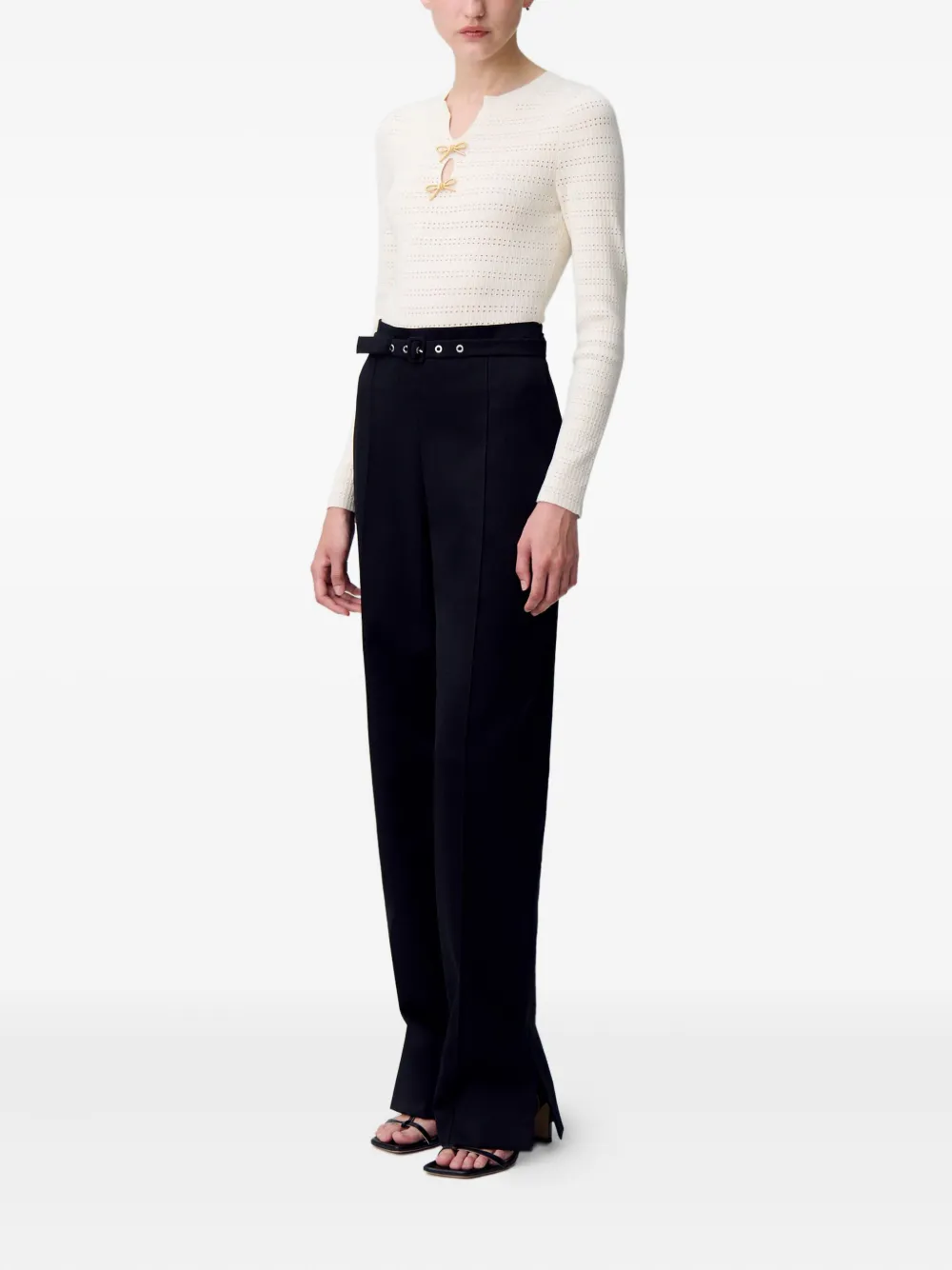  Claudie Pierlot Bow-embellished Knitted Bodysuit - Neutrals 