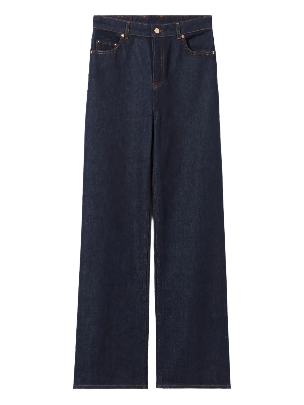 Claudie Pierlot Straight jeans met leren patch Blauw