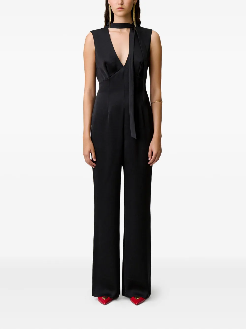 Claudie Pierlot Mouwloze jumpsuit met gestrikte hals - Zwart