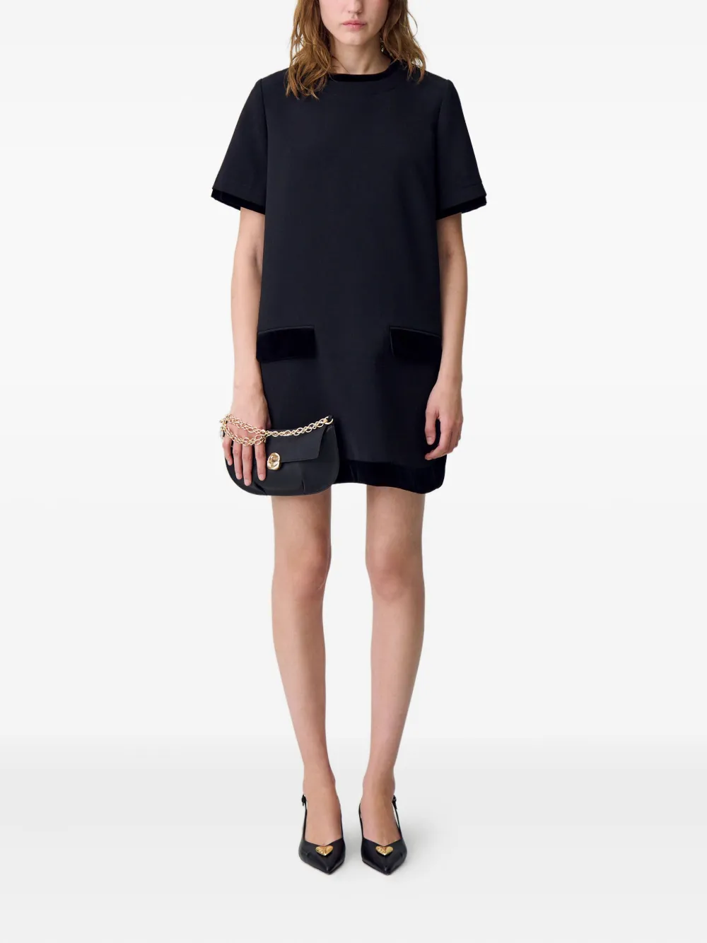 Claudie Pierlot Jurk met fluwelen afwerking - Zwart