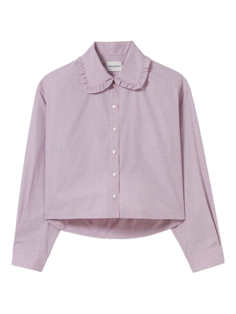 ruffled-collar checked shirt