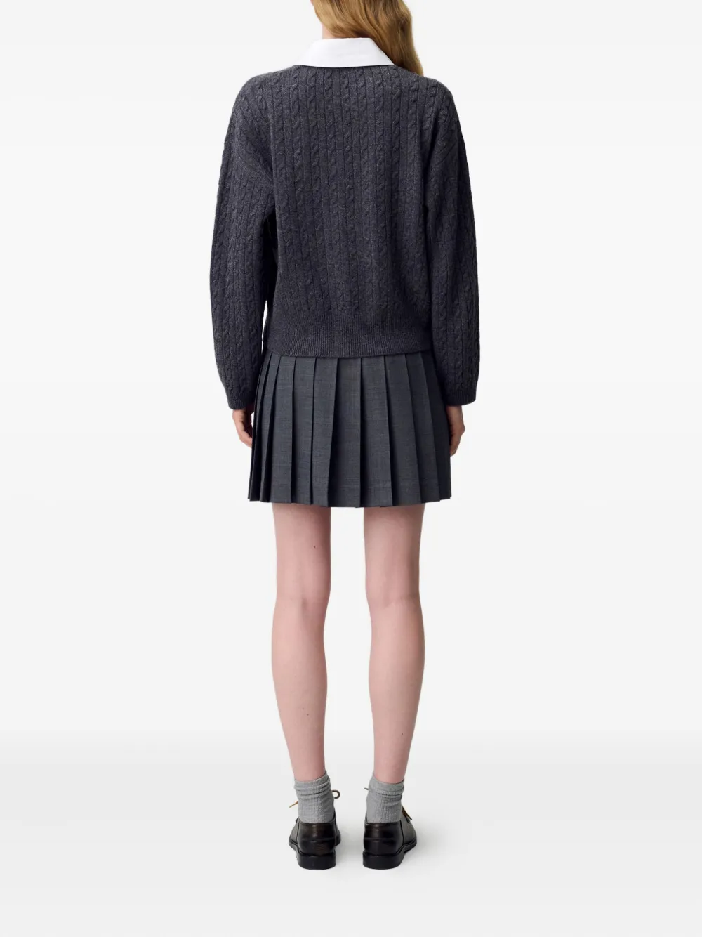 Claudie Pierlot Kabelgebreide trui met polokraag Grijs