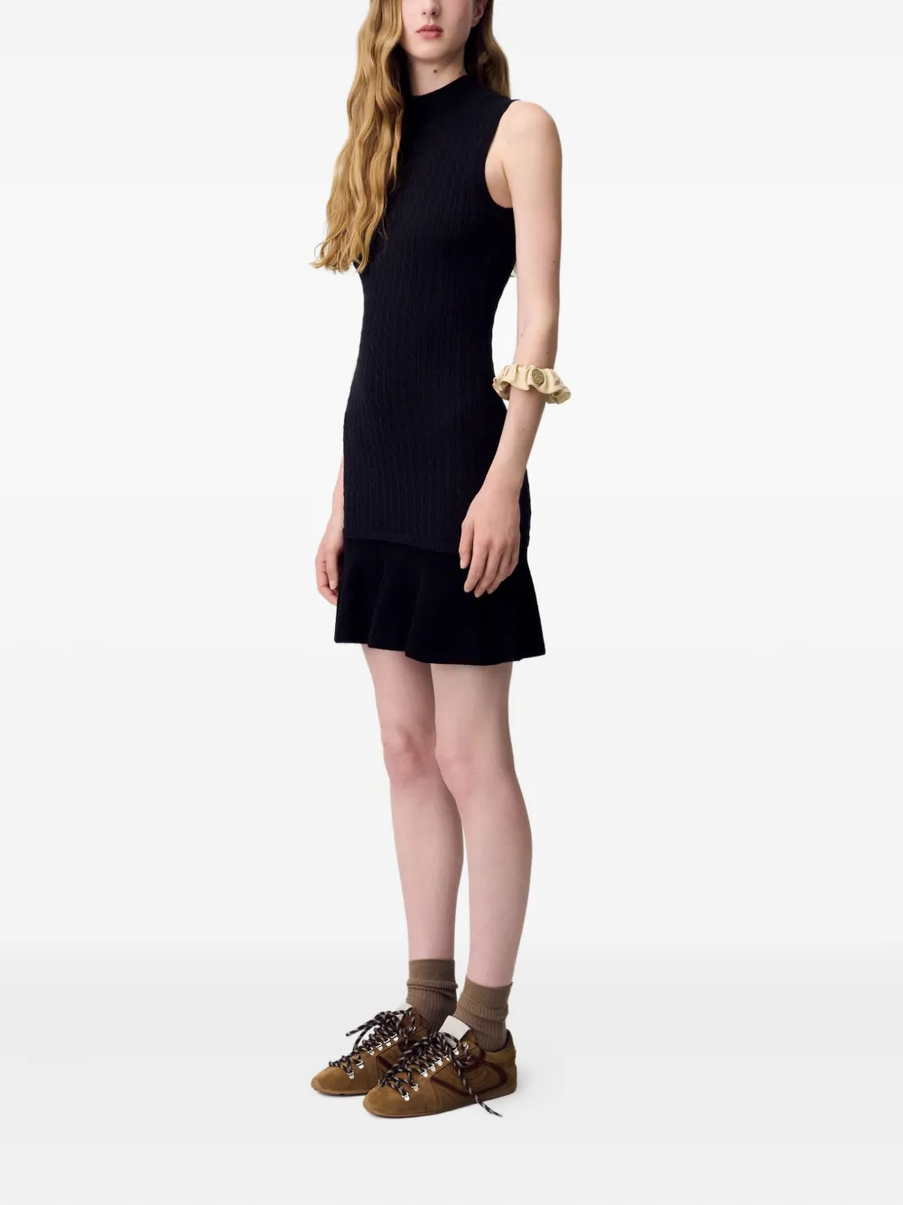 Claudie Pierlot Kabelgebreide jurk Zwart