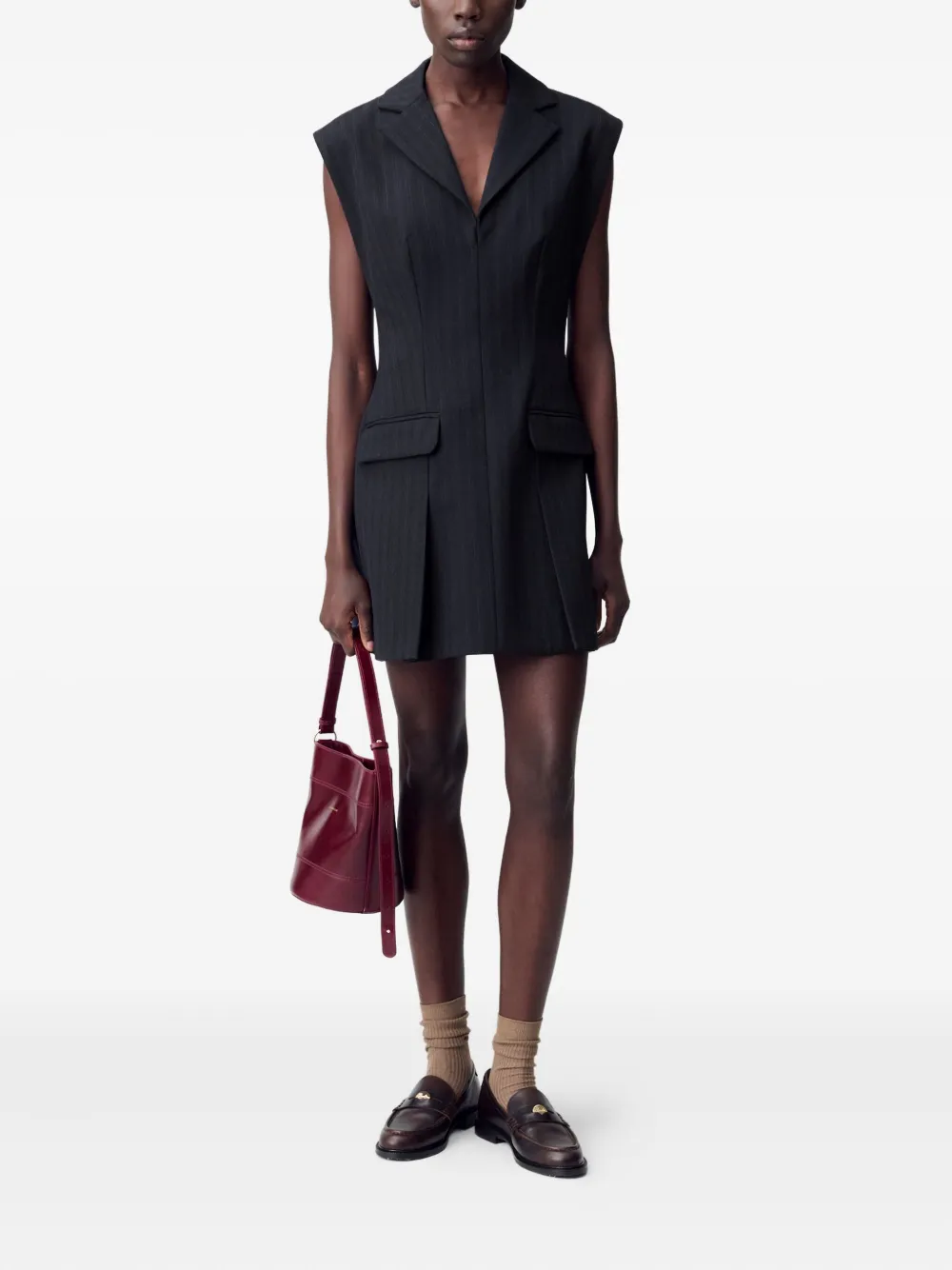 Claudie Pierlot Jurk met krijtstreep - Zwart