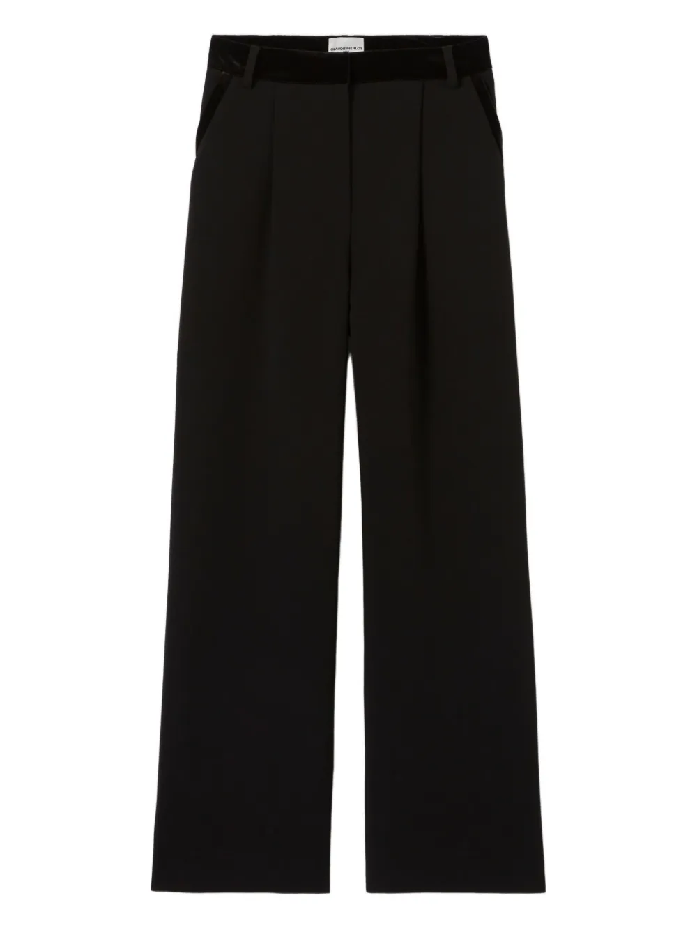 Claudie Pierlot velvet-trimmed pleated-front trousers | Black | Image 1