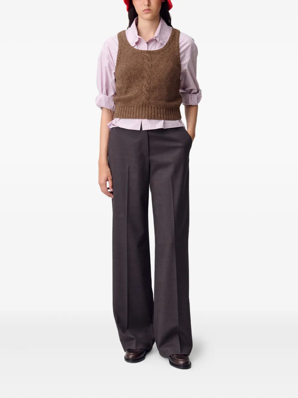 Claudie Pierlot Kabelgebreide top Bruin