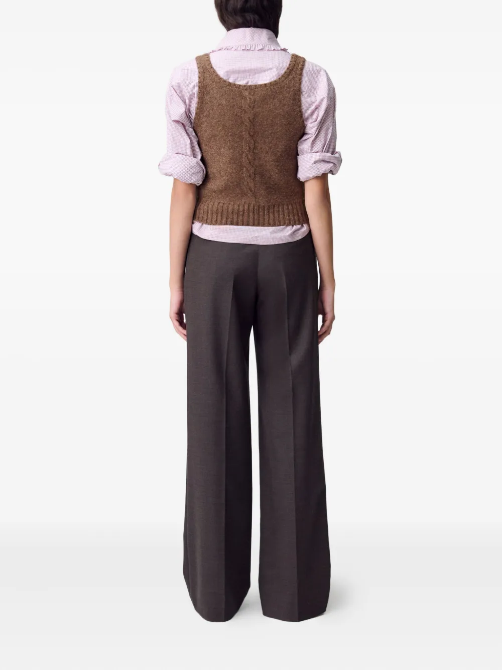 Claudie Pierlot Kabelgebreide top Bruin