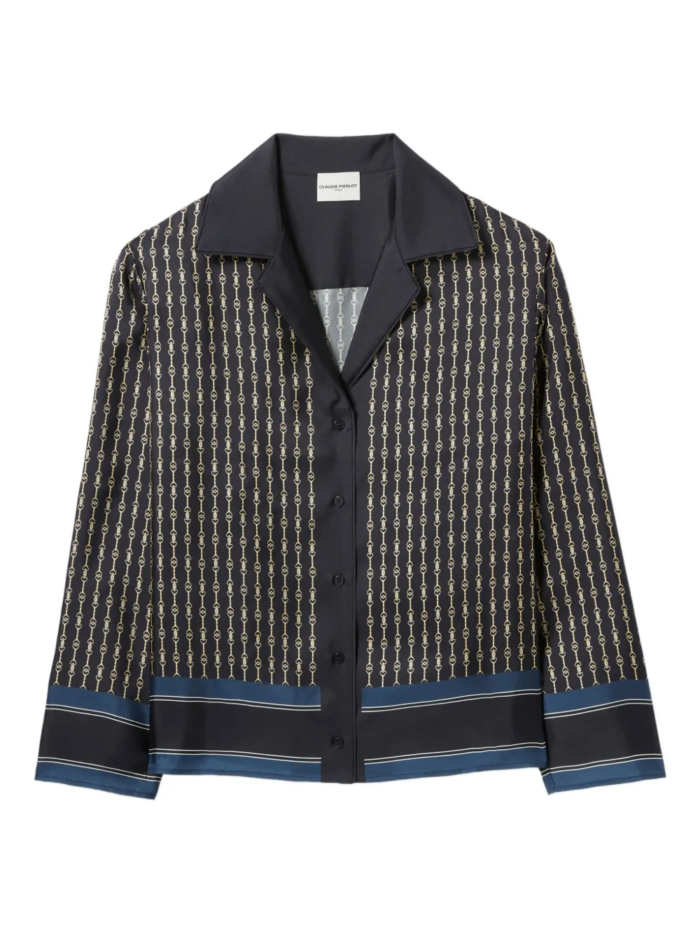 Claudie Pierlot Zijden top met kettingprint Blauw