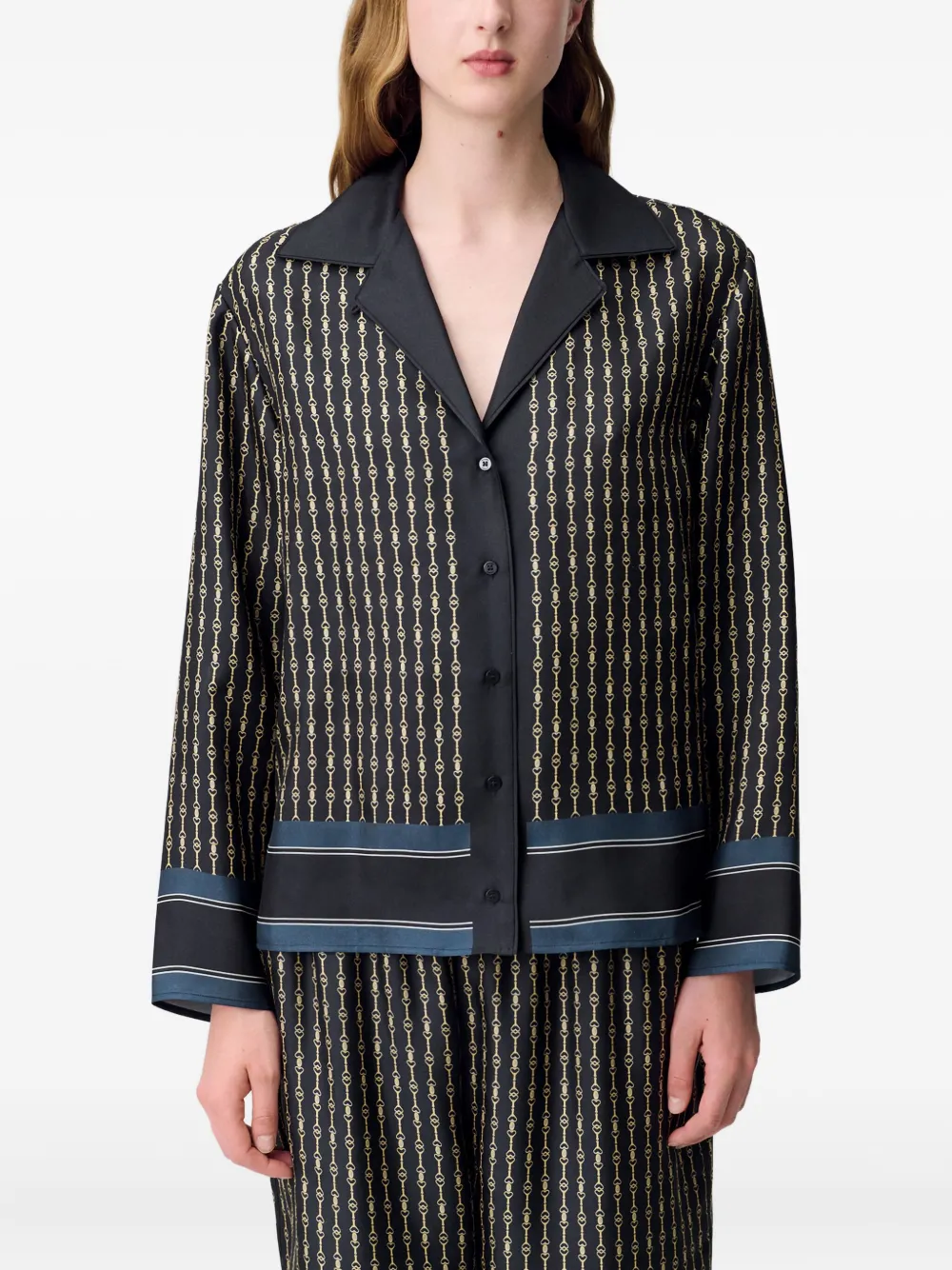 Claudie Pierlot Zijden top met kettingprint Blauw