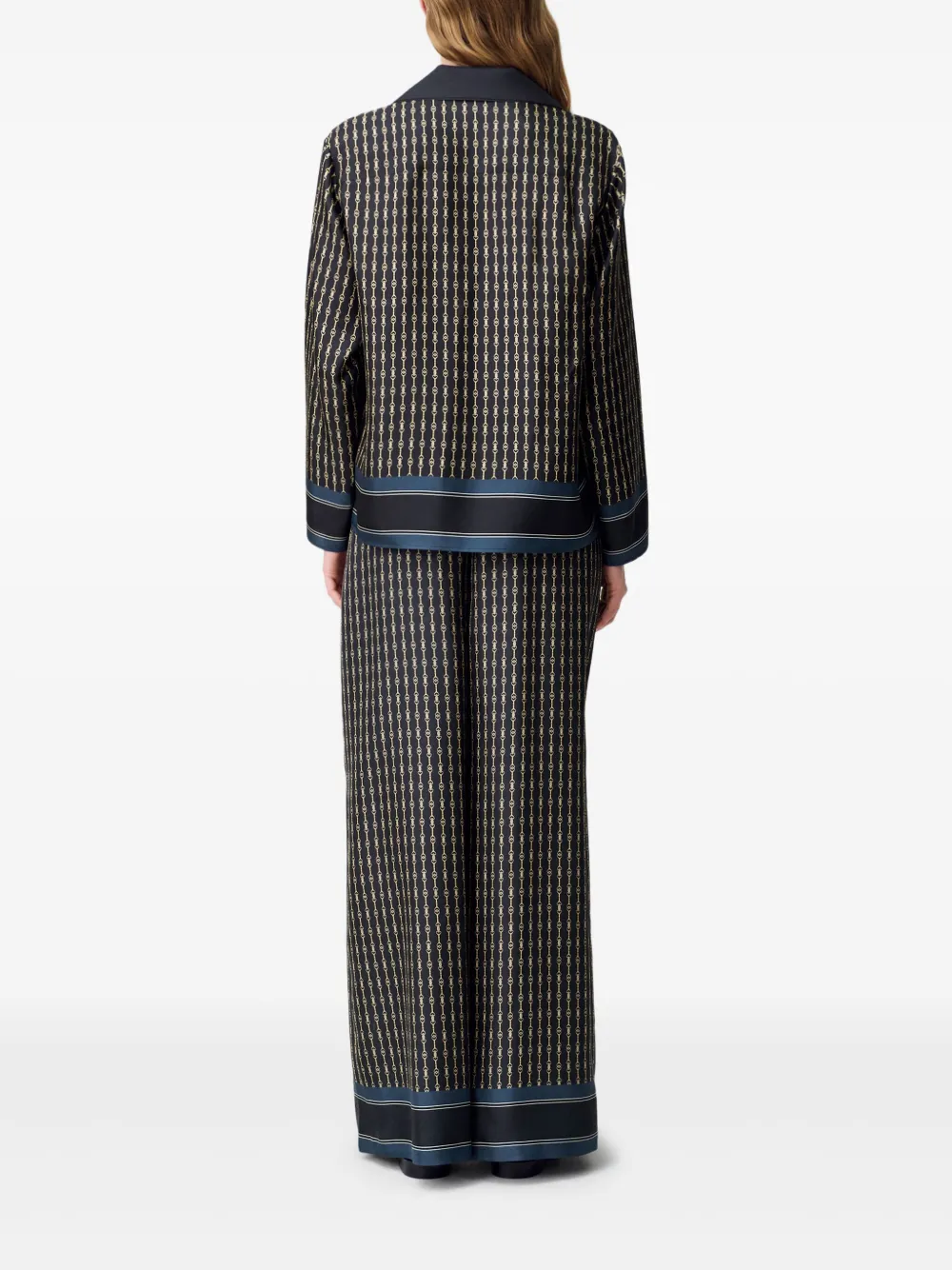 Claudie Pierlot Zijden top met kettingprint Blauw
