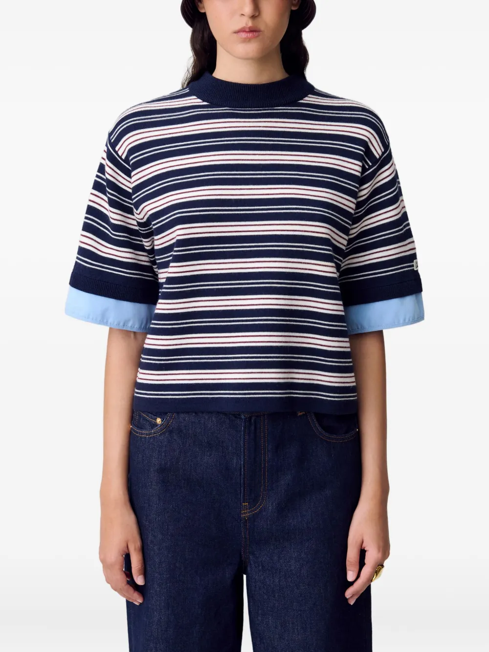 Claudie Pierlot Gestreept T-shirt Blauw