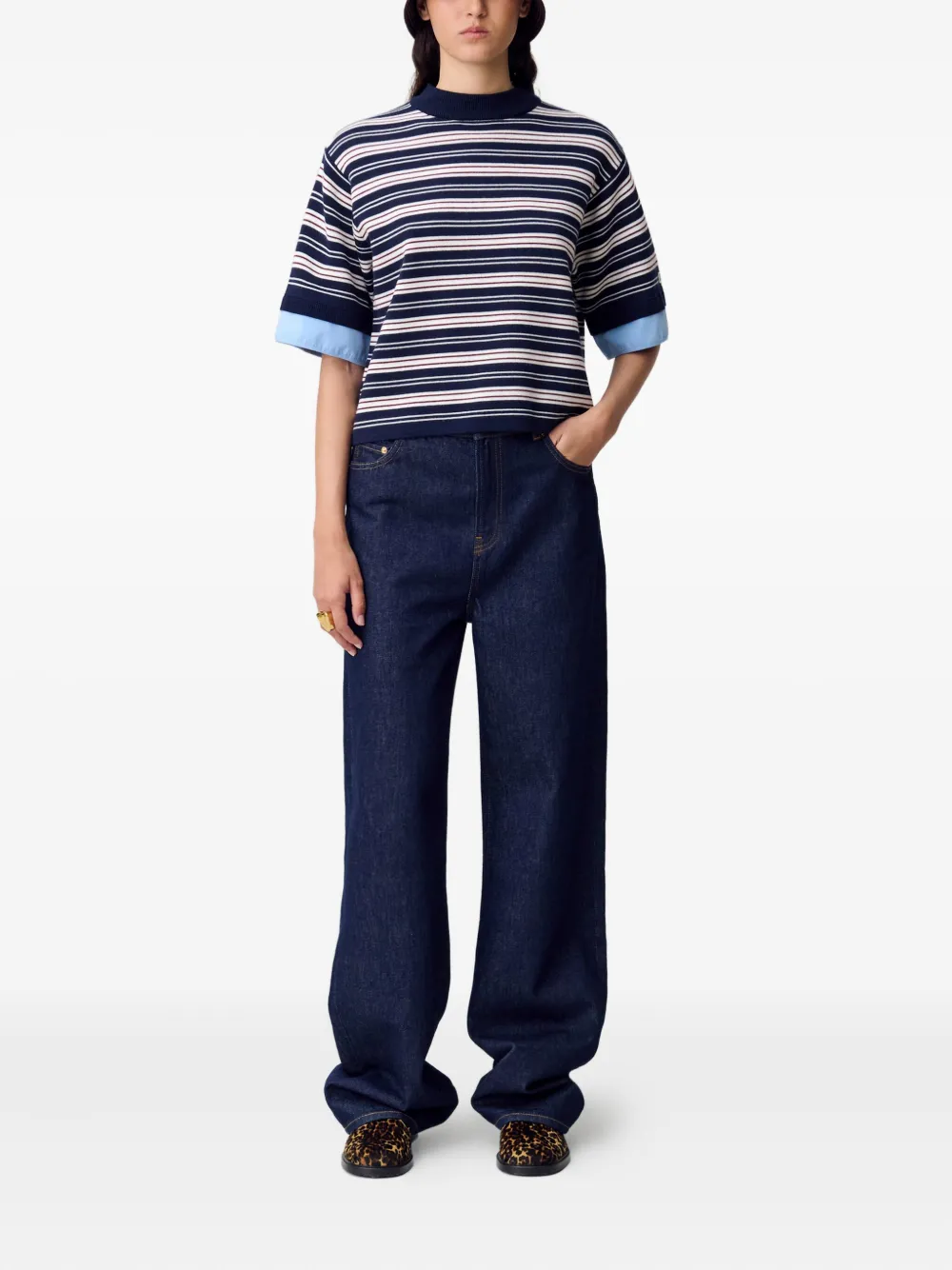 Claudie Pierlot Gestreept T-shirt Blauw