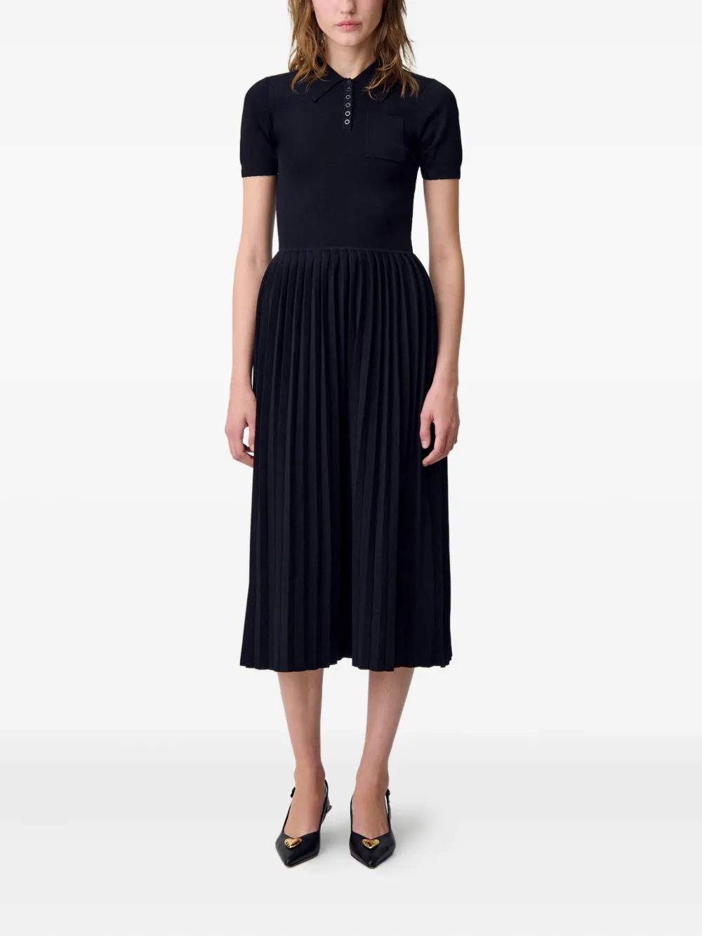 Claudie Pierlot polo-neck knitted midi dress - Zwart