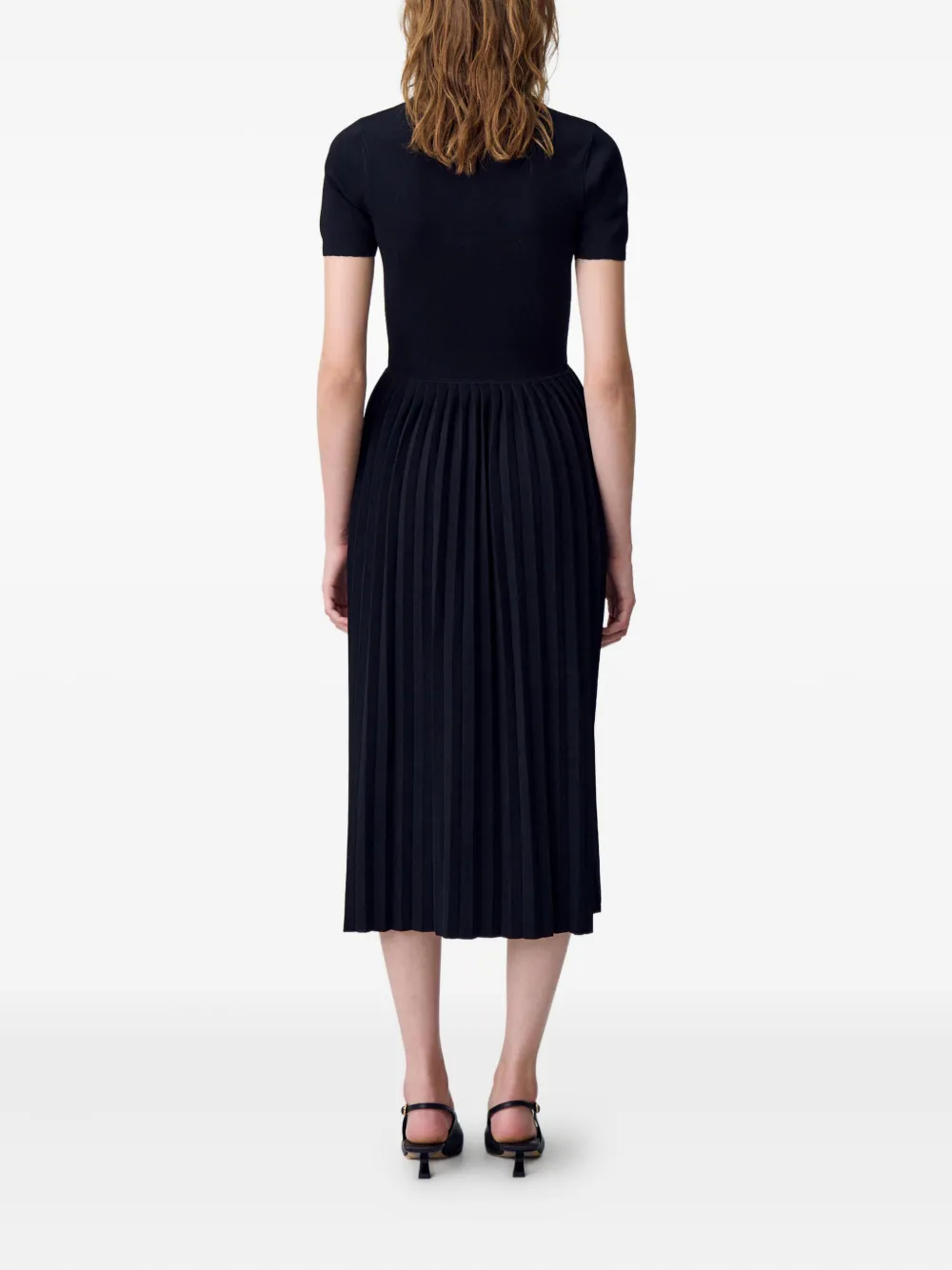 Claudie Pierlot Gebreide midi-jurk met polokraag Zwart