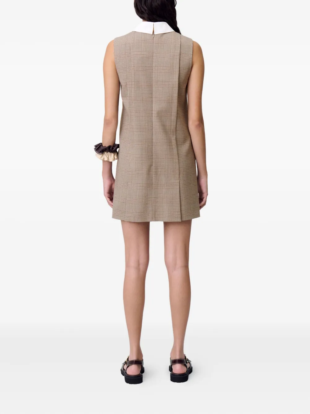 Claudie Pierlot Geruite mouwloze jurk Beige
