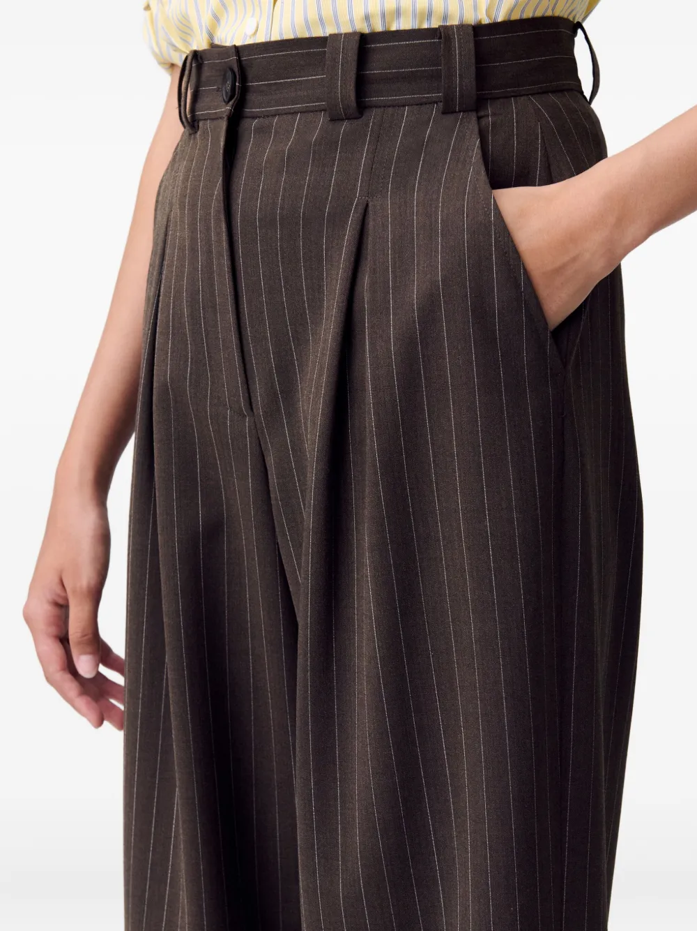 Claudie Pierlot Pantalon met krijtstreep Bruin