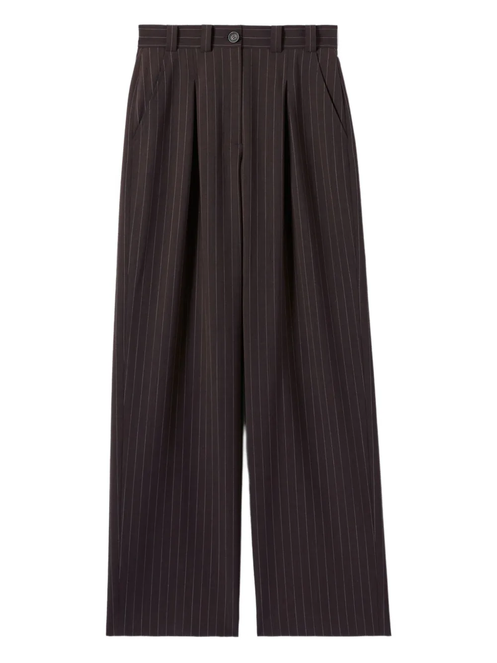 Claudie Pierlot Calça de alfaiataria risca de giz com prega | Marrom | Image 1