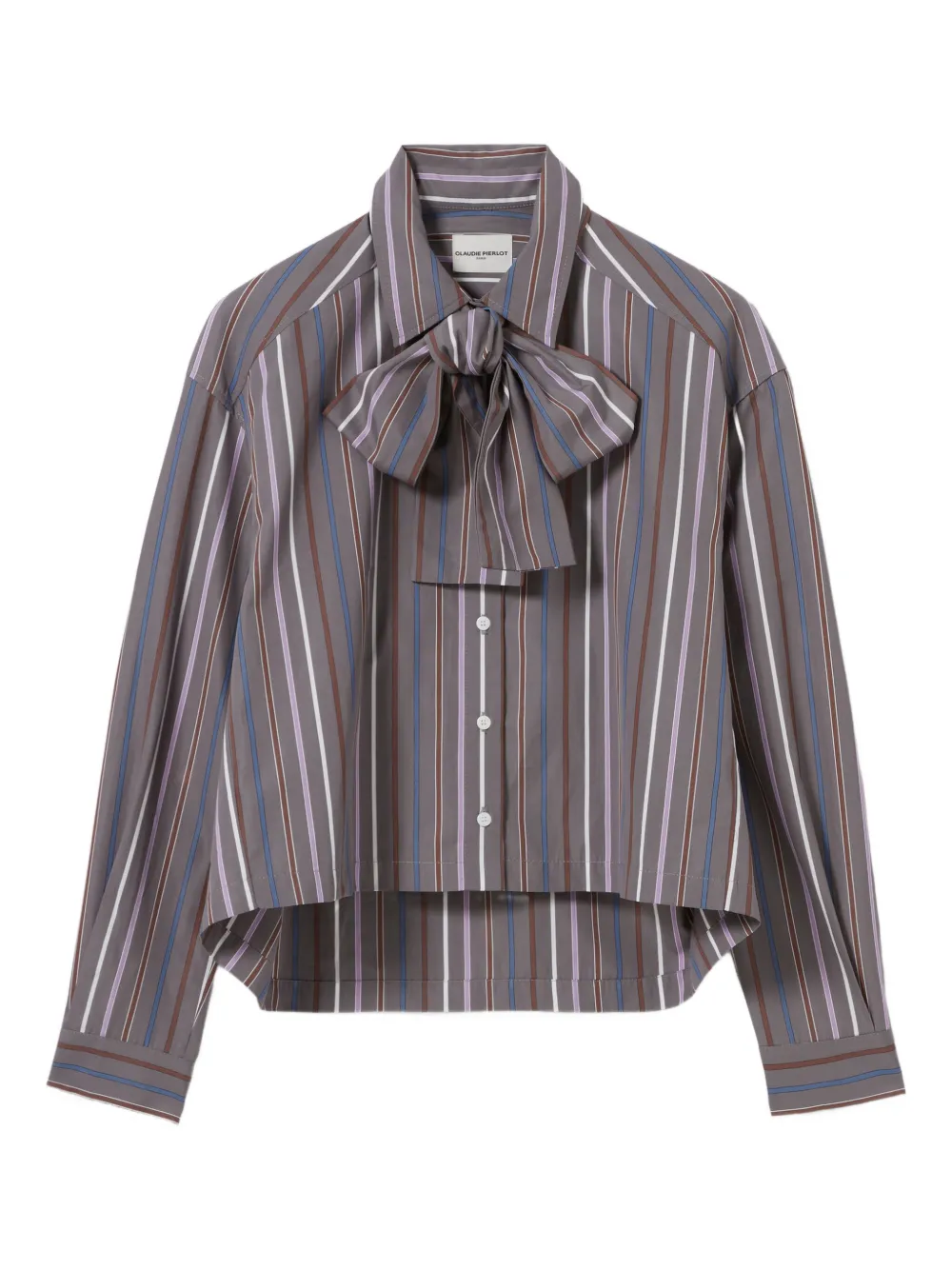 Claudie Pierlot striped bow-tie shirt | Brown | Image 1