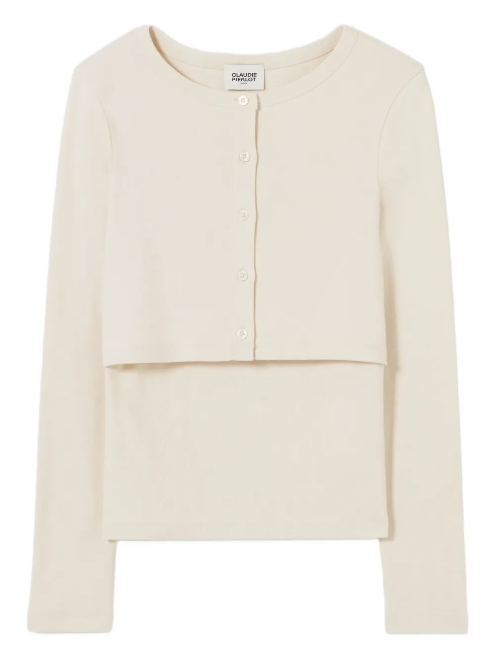 Claudie Pierlot button-front long-sleeve sweater | Neutrals | Image 1