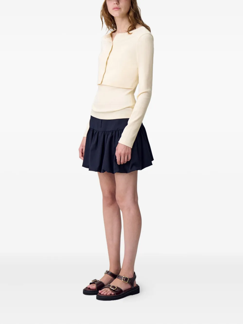 Claudie Pierlot Button-front Long-sleeve Sweater - Neutrals 