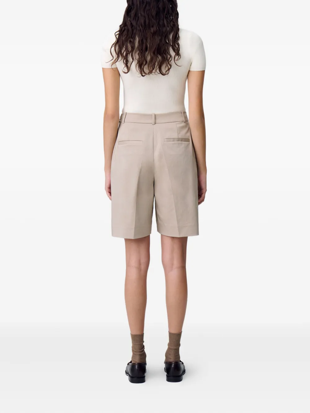 Claudie Pierlot Geplooide bermuda shorts Beige