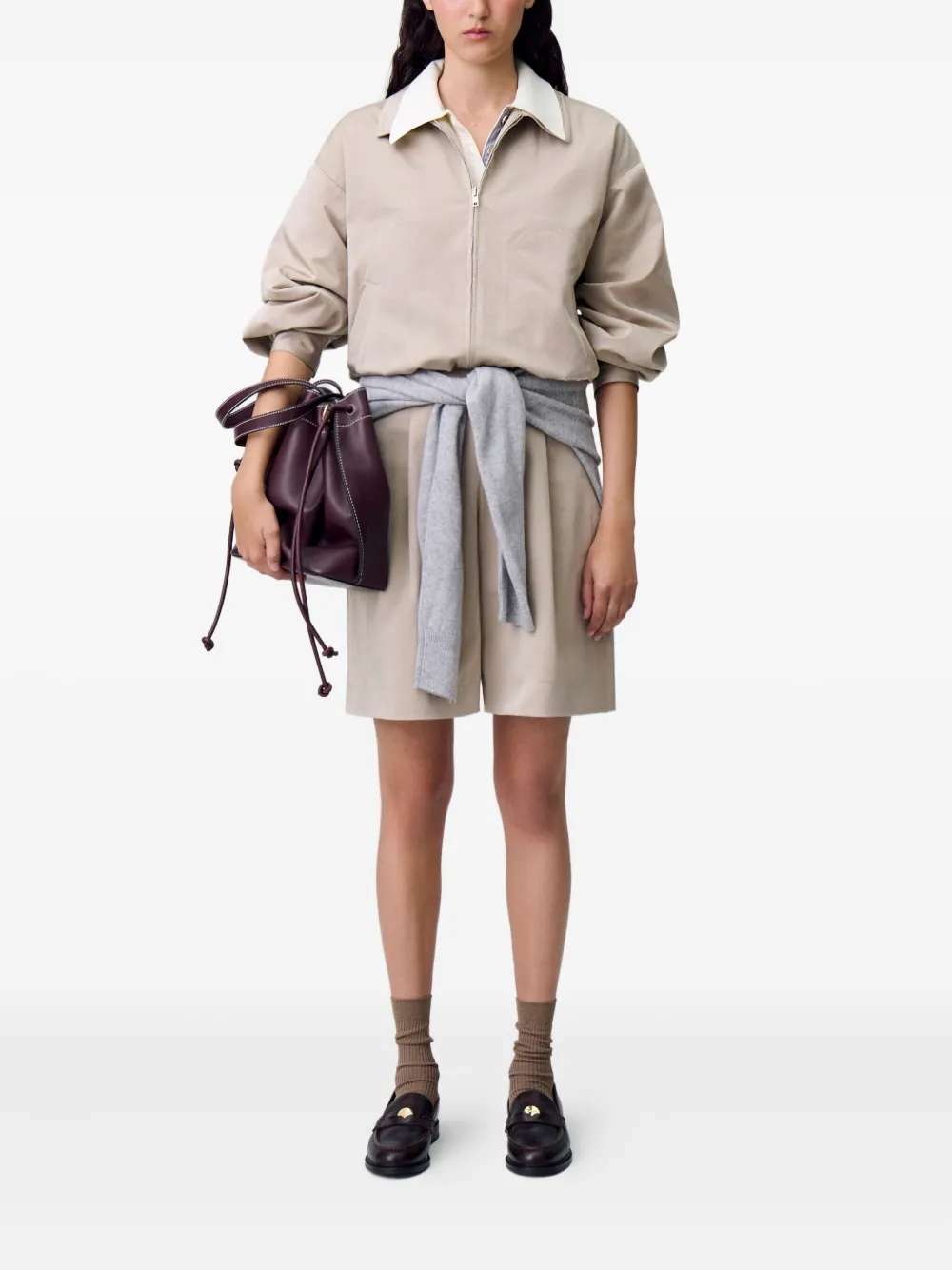 Claudie Pierlot Geplooide bermuda shorts Beige