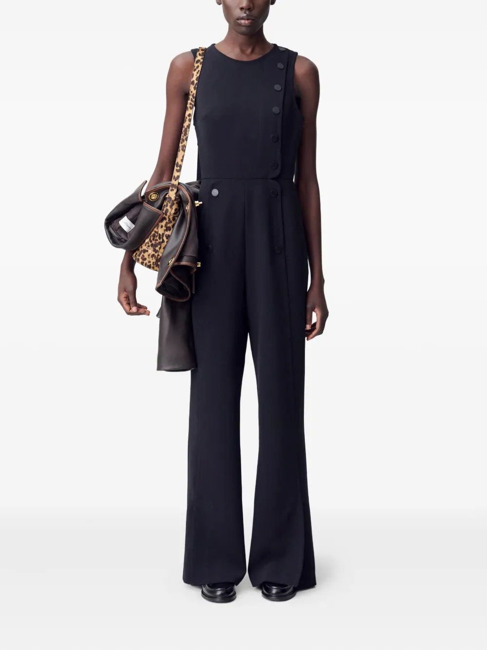 Claudie Pierlot Mouwloze jumpsuit met knoopdetail - Zwart