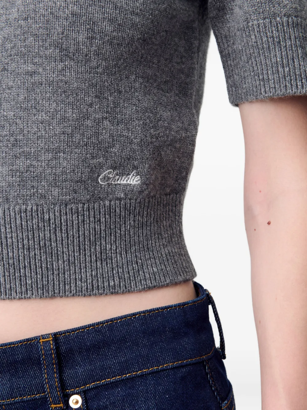 Claudie Pierlot Sweater met borduurwerk en korte mouwen Grijs