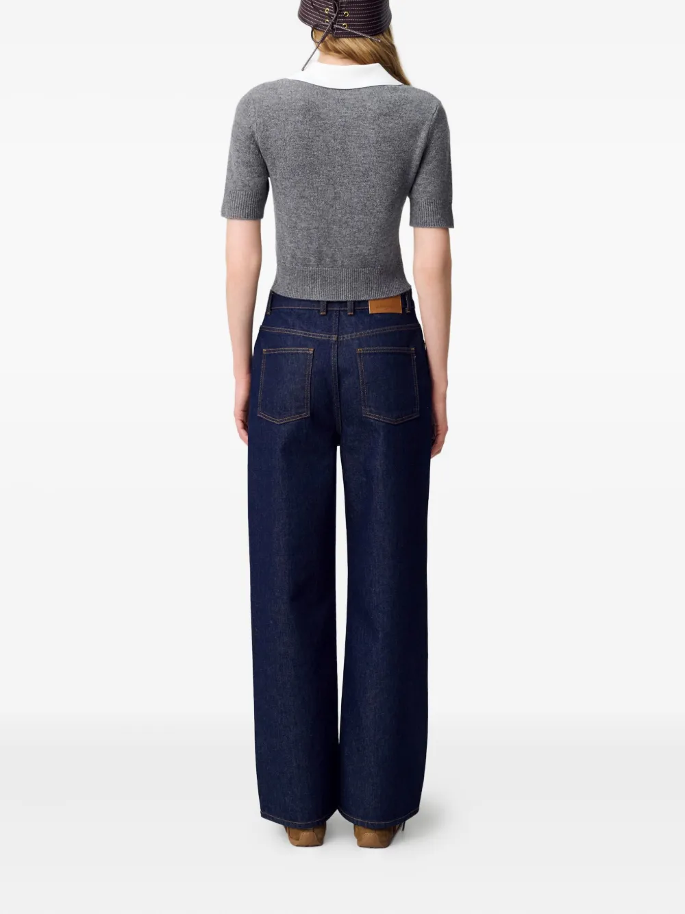 Claudie Pierlot Sweater met borduurwerk en korte mouwen Grijs