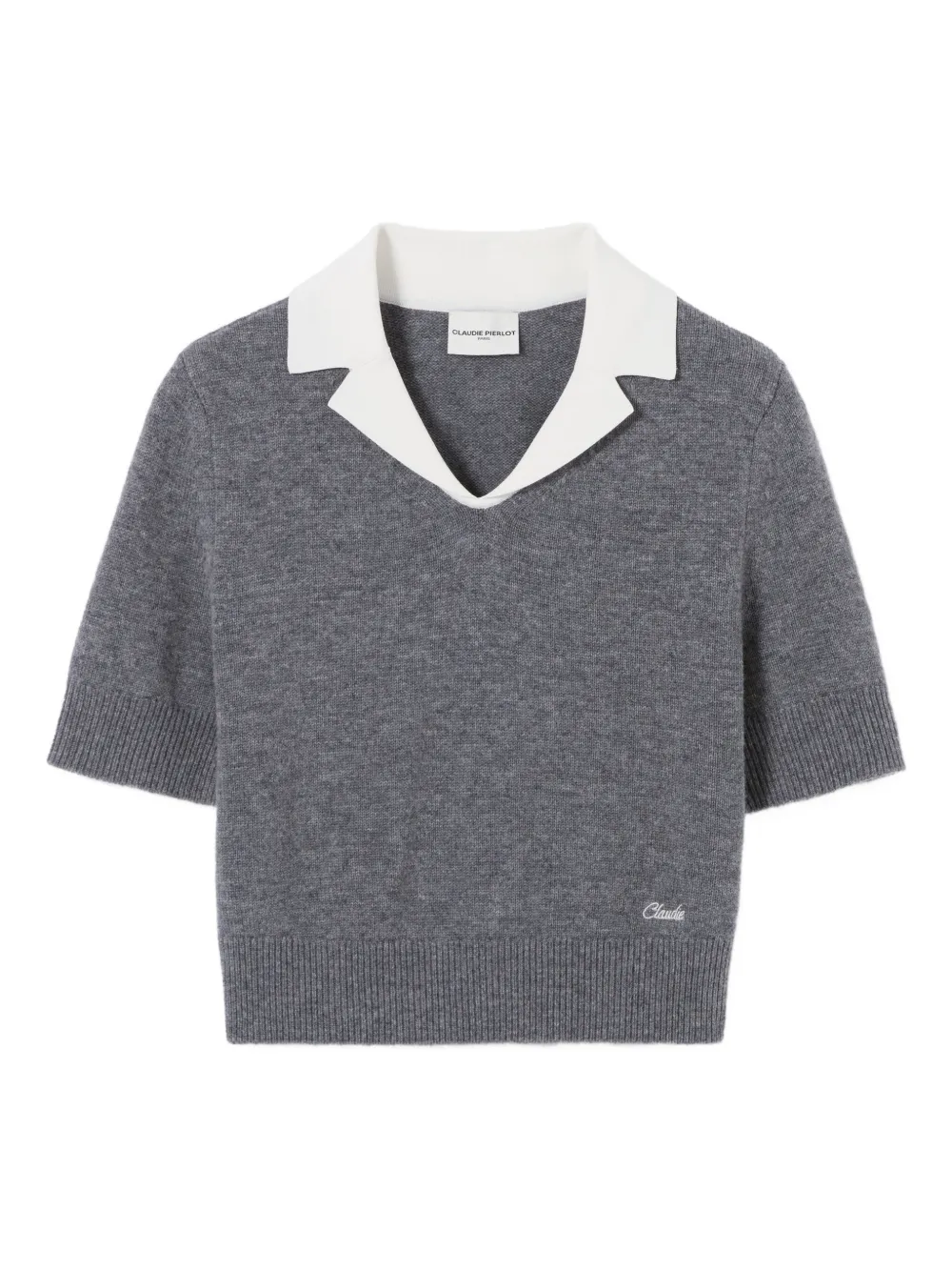 Claudie Pierlot Sweater met borduurwerk en korte mouwen Grijs