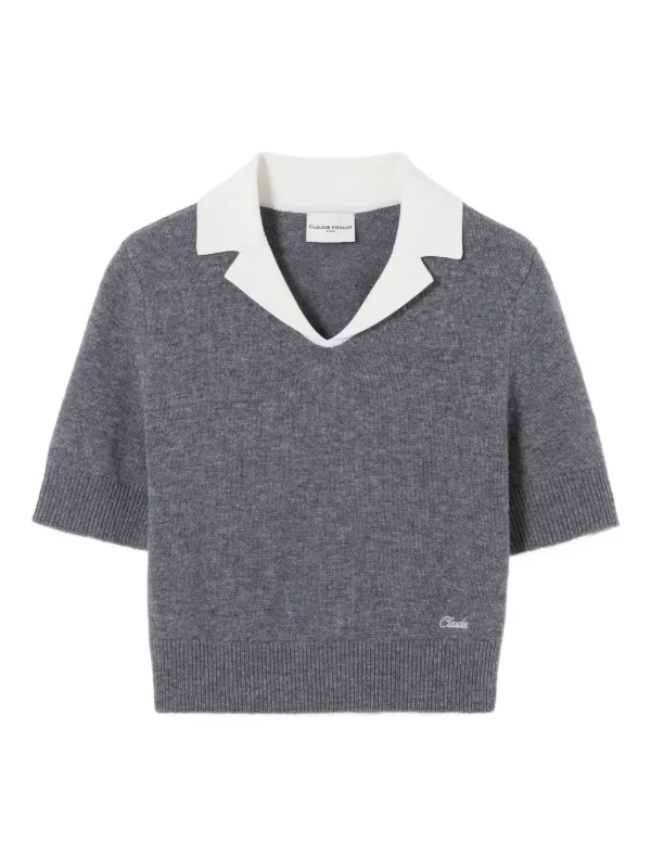 Claudie Pierlot Embroidered short-sleeve Sweatshirt Grey FARFETCH PH