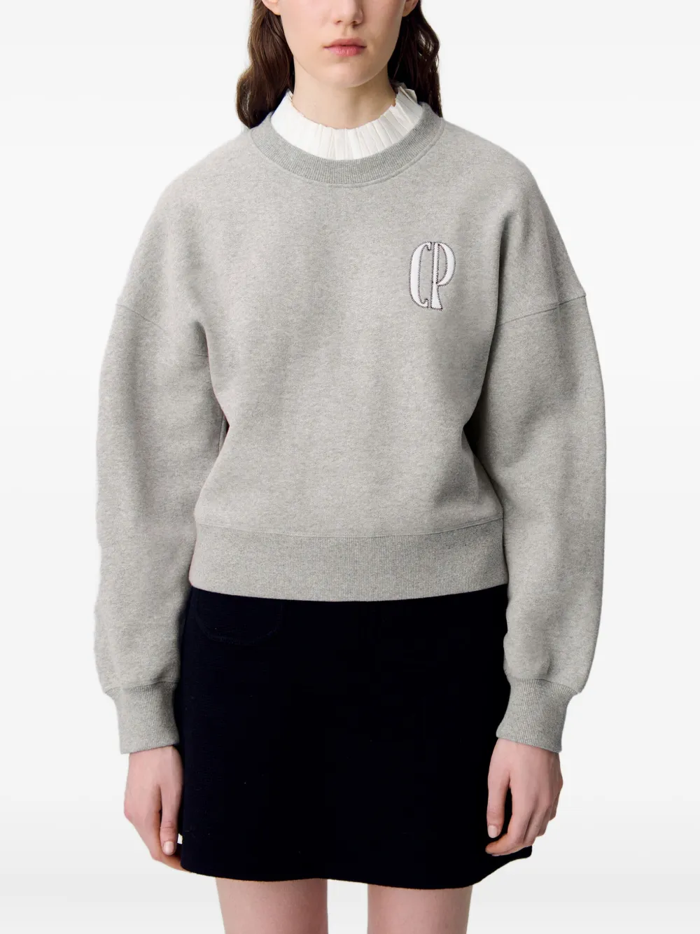 Claudie Pierlot Sweater met geborduurd logo Grijs
