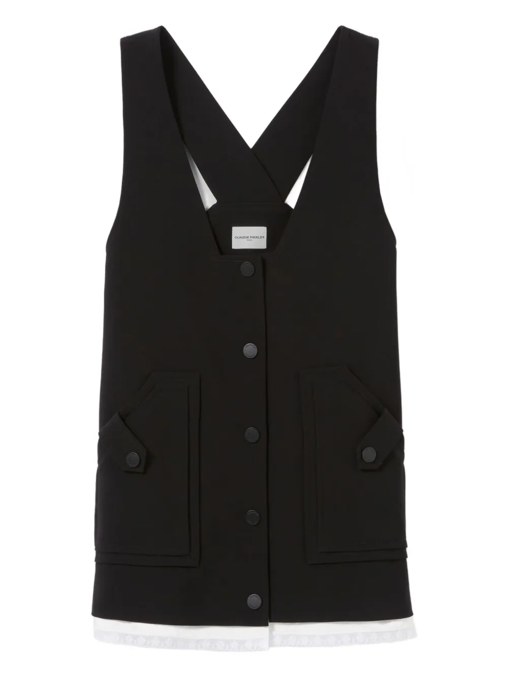 button-fastening pocket dress