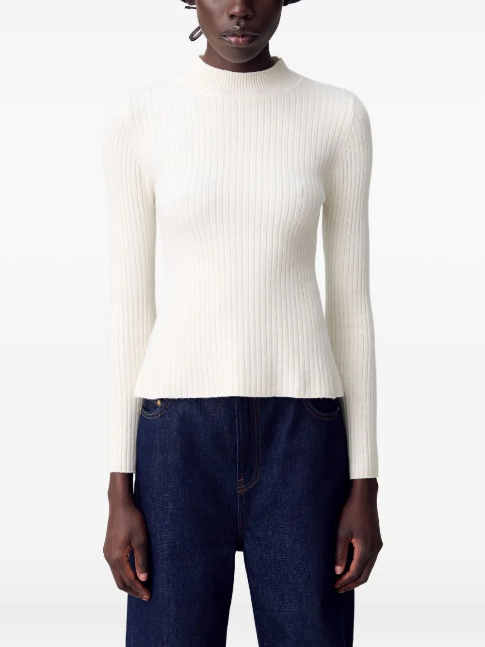 Claudie Pierlot Ribgebreide top Wit