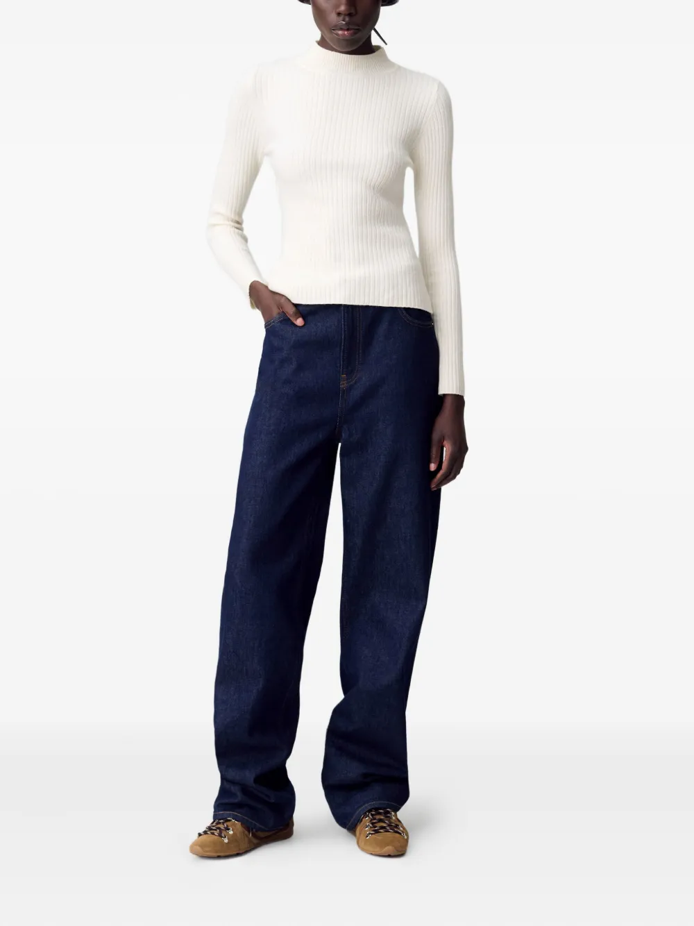 Claudie Pierlot Ribgebreide top - Wit