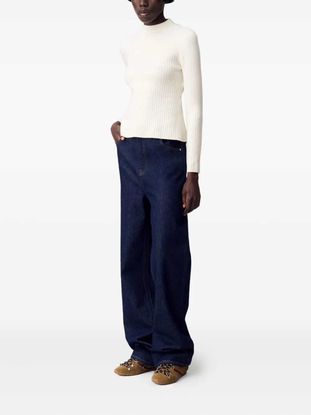 Claudie Pierlot Ribgebreide top Wit