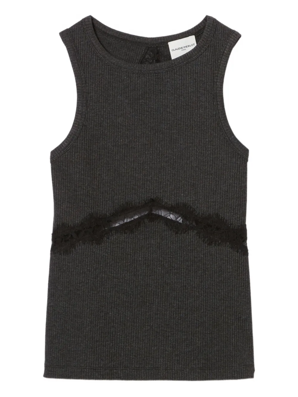 Claudie Pierlot lace-insert ribbed-knit top - Nero