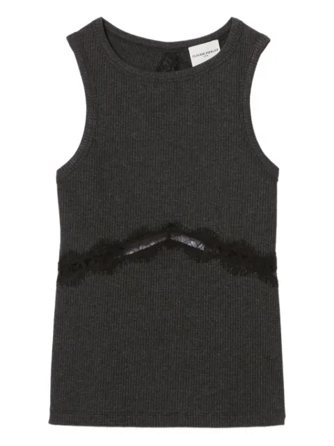 Claudie Pierlot lace-insert ribbed-knit top