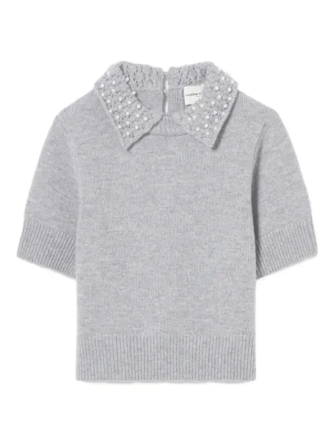Claudie Pierlot pearl-embellished collar top