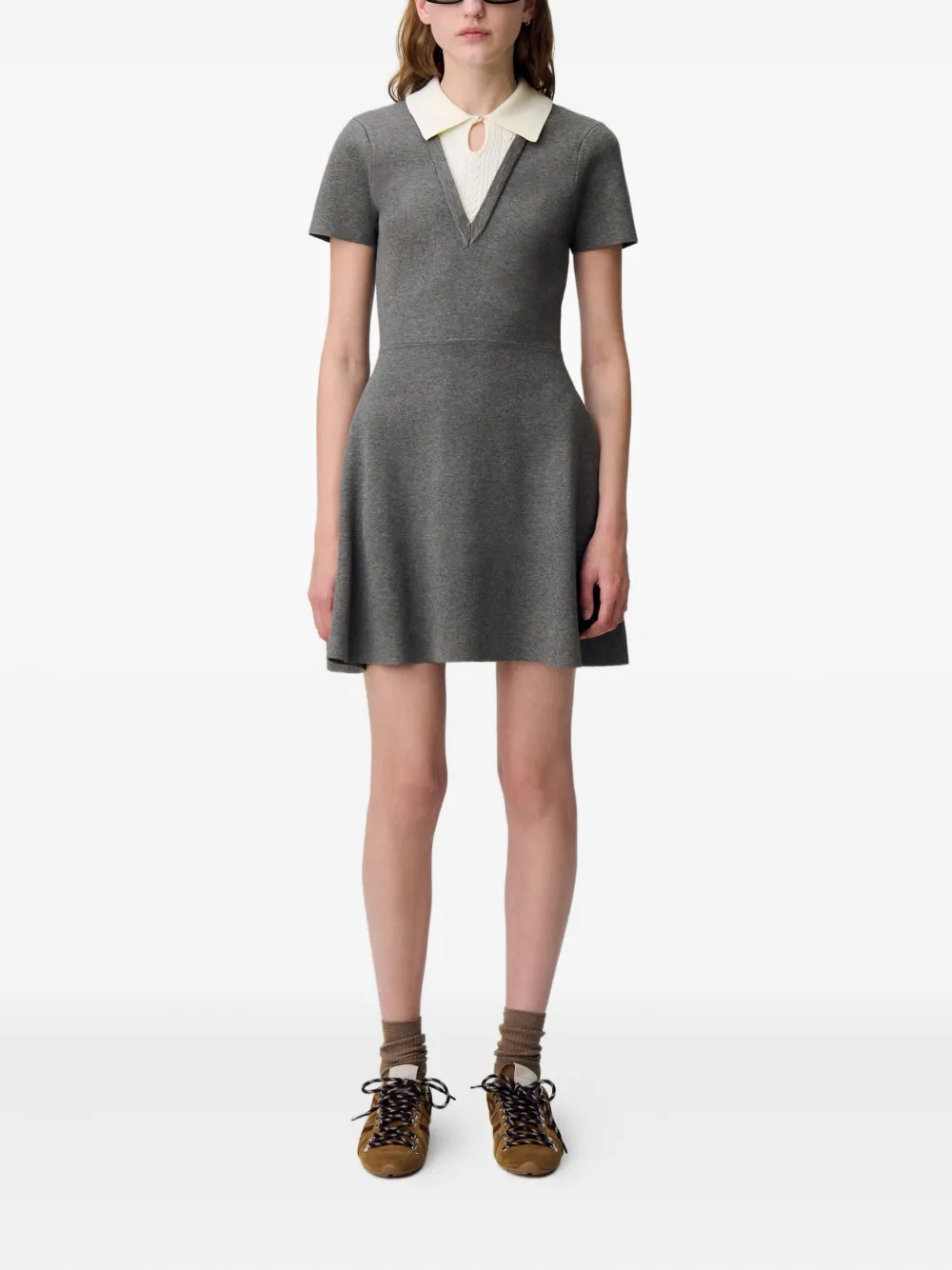 Claudie Pierlot Gebreide jurk met polokraag Grijs